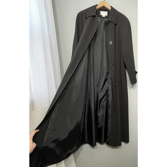 Vintage Worthington Trench Coat Womens Size 10 Black Long Classic Dark Longline - Picture 5 of 11